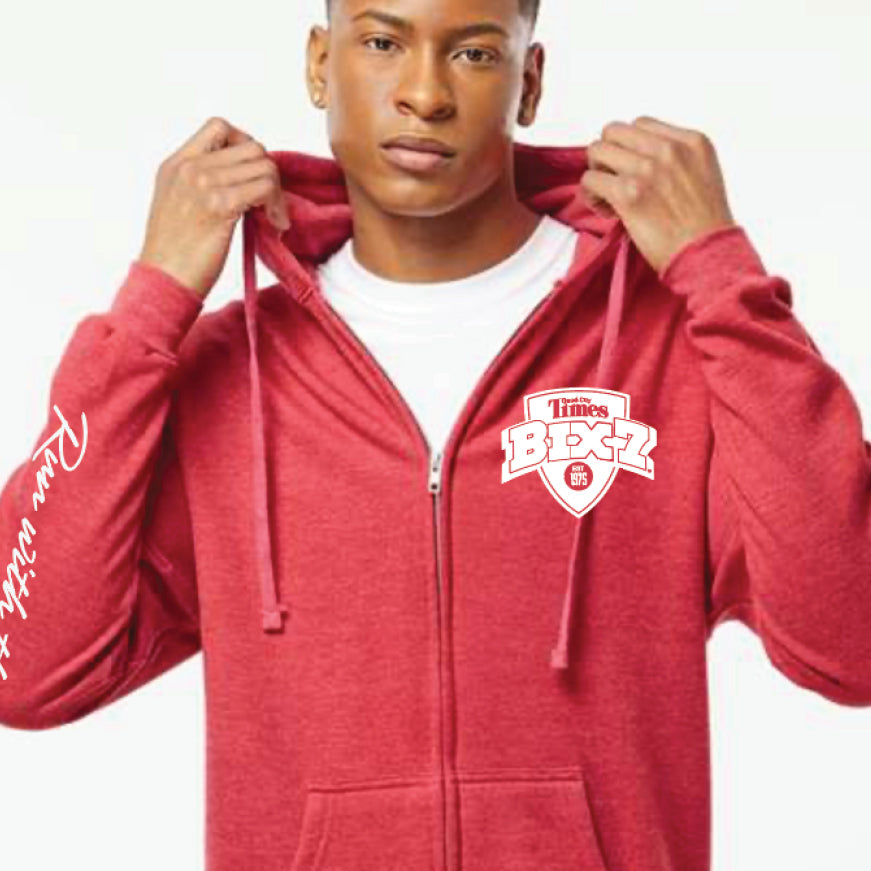 Bix Zip Up Heather Red Quad City Times Bix 7 Online Store